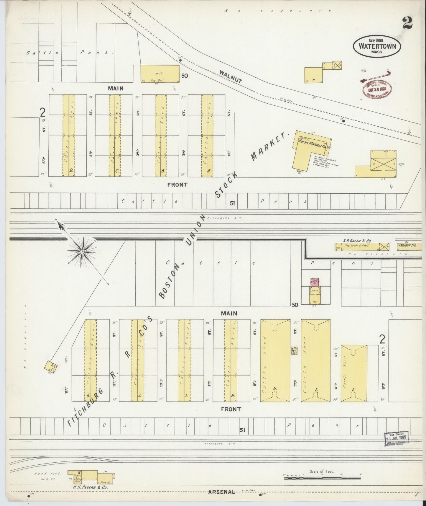 Sanborn Fire Insurance Map from Watertown, Middlesex County, Massachusetts (1899), Sheet #0002 - Complete Map Set gallery image, historic Sanborn map, vintage wall art, Massachusetts Massachusetts