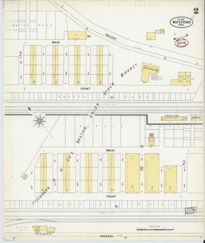 Sanborn Fire Insurance Map from Watertown, Middlesex County, Massachusetts (1899), Sheet #0002 - Complete Map Set gallery image, historic Sanborn map, vintage wall art, Massachusetts Massachusetts
