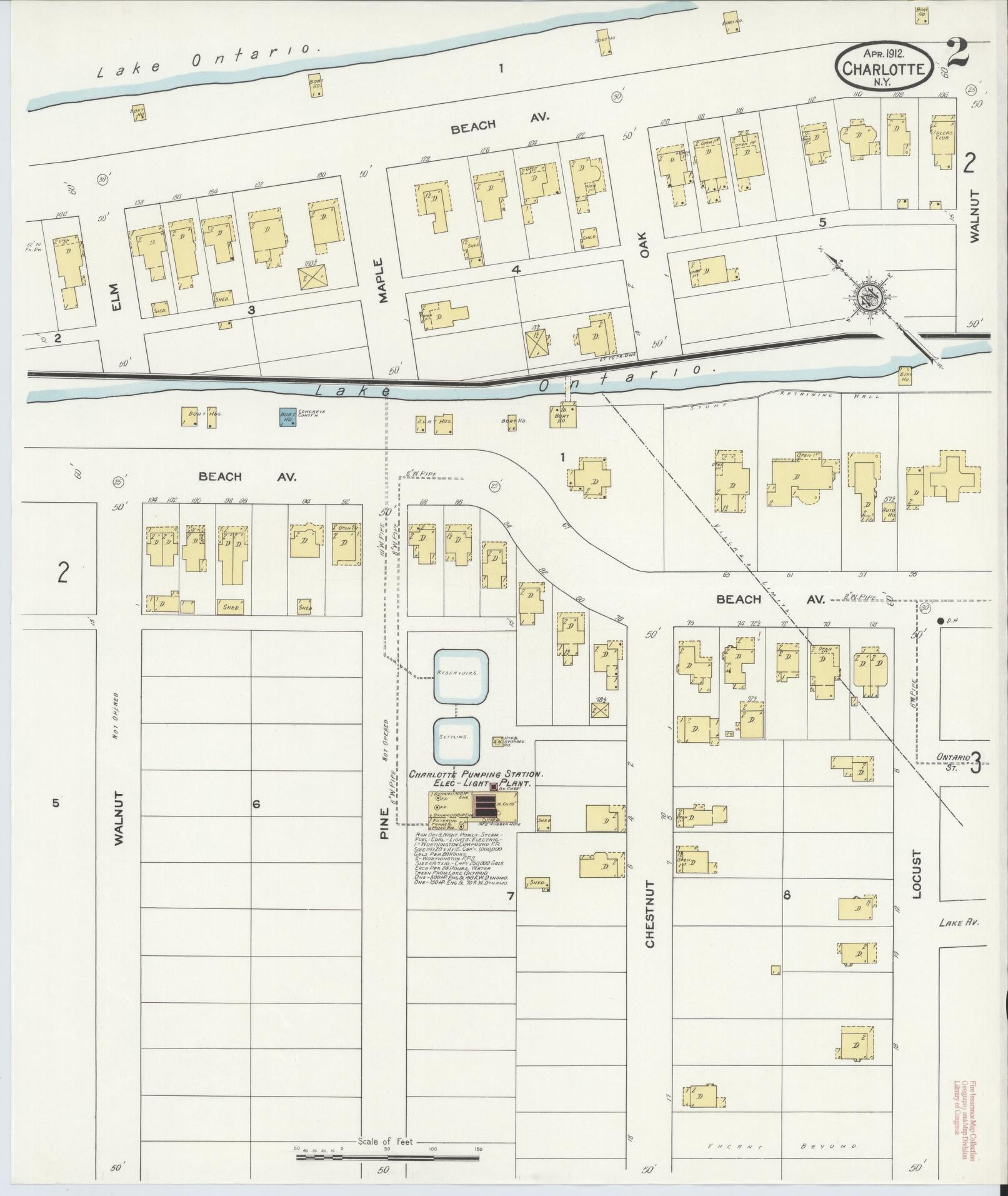 Sanborn Fire Insurance Map from Charlotte, Monroe County, New York (1912), Sheet #0002 - Complete Map Set gallery image, historic Sanborn map, vintage wall art, New York New York
