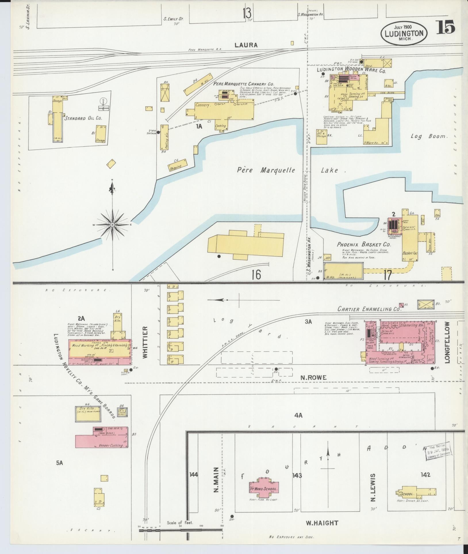Sanborn Fire Insurance Map from Ludington, Mason County, Michigan (1900), Sheet #0015 - Complete Map Set gallery image, historic Sanborn map, vintage wall art, Michigan Michigan