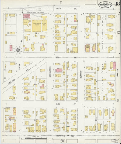 Sanborn Fire Insurance Map from Michigan City, La Porte County, Indiana (1899), Sheet #0018 - Historic Sanborn Fire Insurance Map Print, vintage old map wall art, antique decor, genealogy gift, Indiana Indiana map
