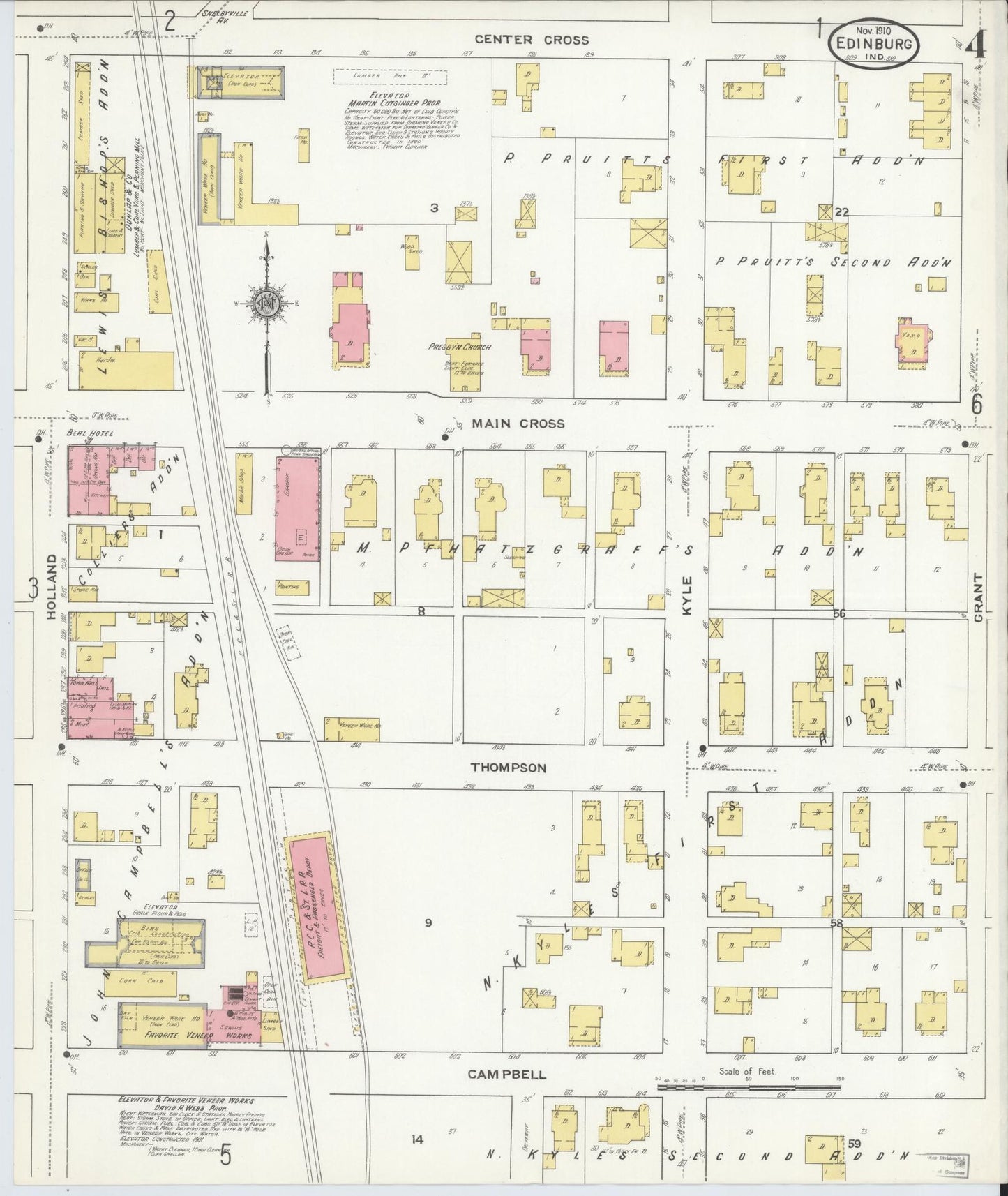 Sanborn Fire Insurance Map from Edinburg, Johnson And Bartholomew Counties, Indiana (1910), Sheet #0004 - Complete Map Set gallery image, historic Sanborn map, vintage wall art, Indiana Indiana