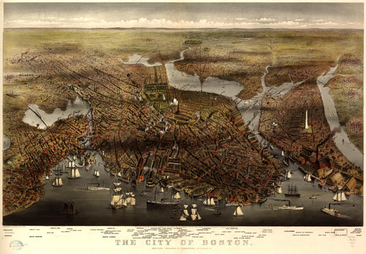The city of Boston. (1873) – Historic Bird’s-Eye View Panorama Print