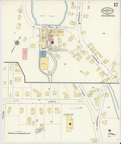 Sanborn Fire Insurance Map from Braintree, Norfolk County, Massachusetts (1911), Sheet #0017 - Complete Map Set gallery image, historic Sanborn map, vintage wall art, Massachusetts Massachusetts
