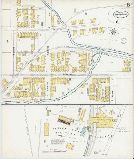 Sanborn Fire Insurance Map from Shenandoah, Schuylkill County, Pennsylvania (1902), Sheet #0008 - Historic Sanborn Fire Insurance Map Print, vintage old map wall art, antique decor, genealogy gift, Pennsylvania Pennsylvania map