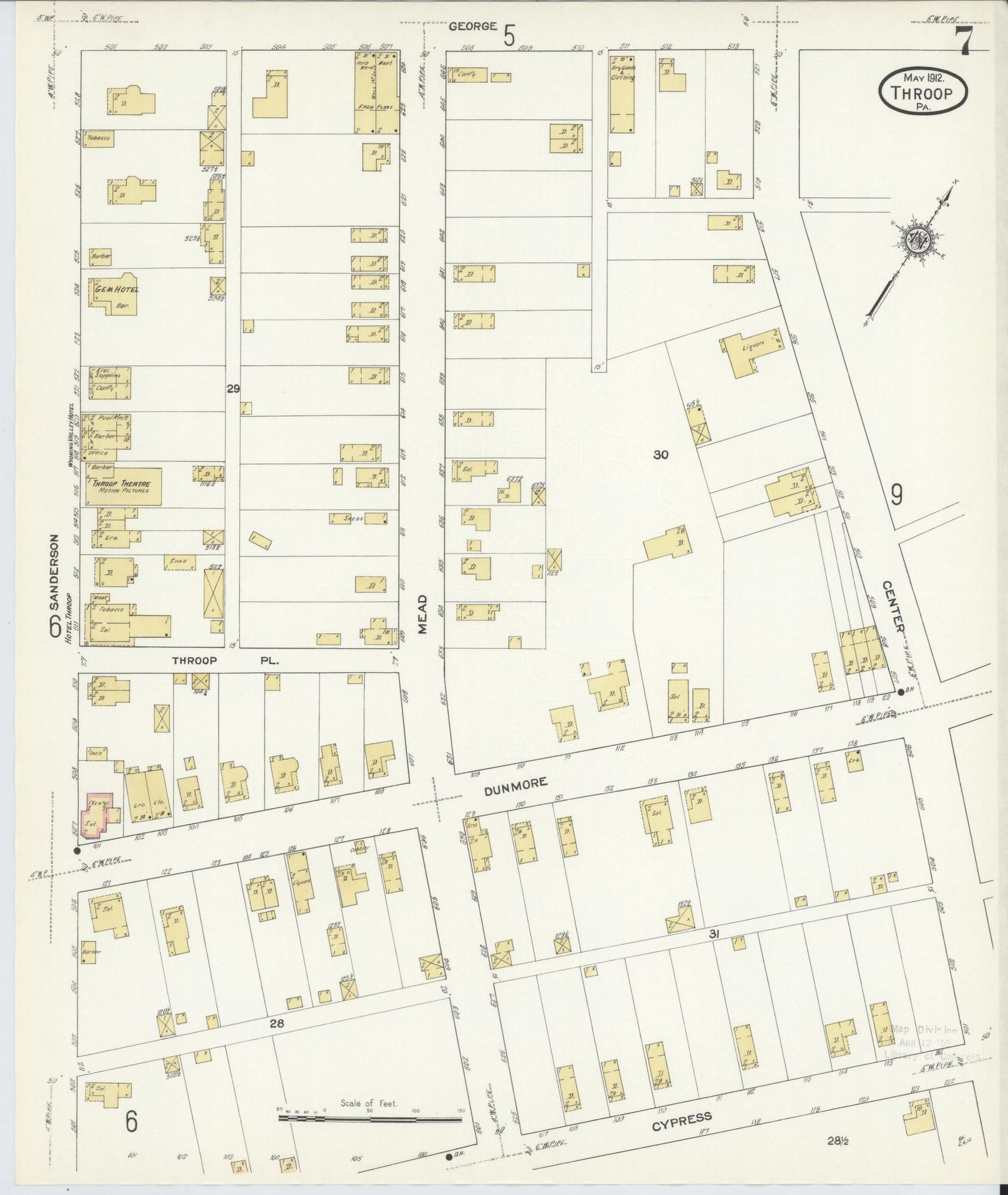Sanborn Fire Insurance Map from Throop, Lackawanna County, Pennsylvania (1912), Sheet #0007 - Complete Map Set gallery image, historic Sanborn map, vintage wall art, Pennsylvania Pennsylvania