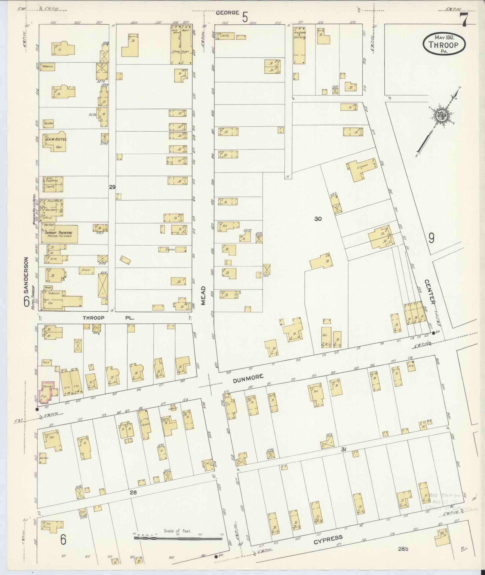 Sanborn Fire Insurance Map from Throop, Lackawanna County, Pennsylvania (1912), Sheet #0007 - Complete Map Set gallery image, historic Sanborn map, vintage wall art, Pennsylvania Pennsylvania