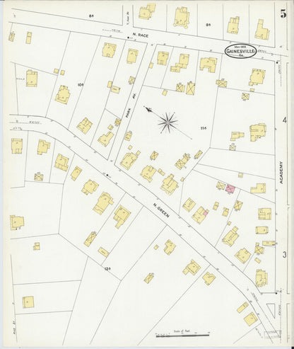 Sanborn Fire Insurance Map from Gainesville, Hall County, Georgia (1909), Sheet #0005 - Complete Map Set gallery image, historic Sanborn map, vintage wall art, Georgia Georgia