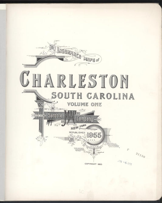 Sanborn Fire Insurance Map from Charleston, Charleston County, South Carolina (1955), Sheet #0001 - Complete Map Set gallery image, historic Sanborn map, vintage wall art, South Carolina South Carolina