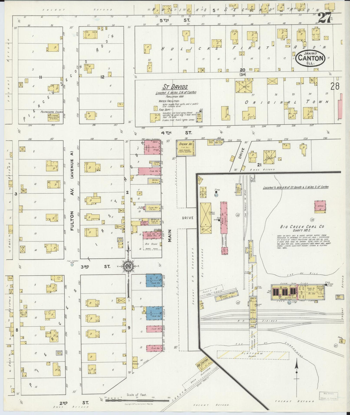 Sanborn Fire Insurance Map from Canton, Fulton County, Illinois (1917), Sheet #0027 - Complete Map Set gallery image, historic Sanborn map, vintage wall art, Illinois Illinois