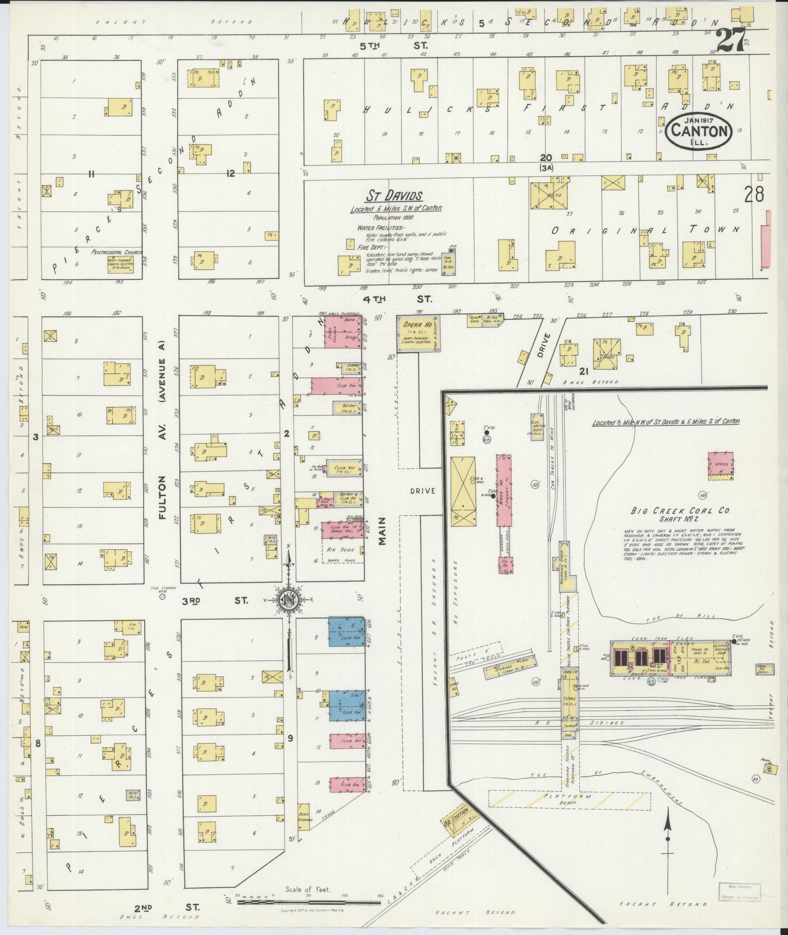 Sanborn Fire Insurance Map from Canton, Fulton County, Illinois (1917), Sheet #0027 - Complete Map Set gallery image, historic Sanborn map, vintage wall art, Illinois Illinois