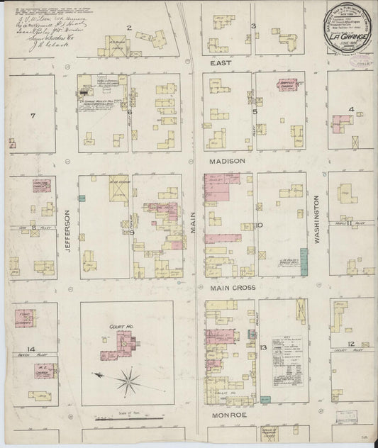 Sanborn Fire Insurance Map from La Grange, Oldham County, Kentucky (1886), Sheet #0001 - Historic Sanborn Fire Insurance Map Print, vintage old map wall art, antique decor, genealogy gift, Kentucky Kentucky map