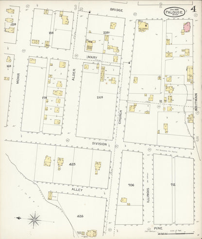 Sanborn Fire Insurance Map from Palouse City, Whitman County, Washington (1893), Sheet #0004 - Complete Map Set gallery image, historic Sanborn map, vintage wall art, Washington Washington