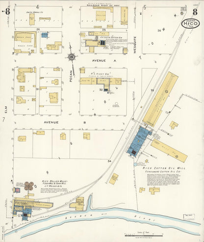 Sanborn Fire Insurance Map from Hico, Hamilton County, Texas (1923), Sheet #0008 - Complete Map Set gallery image, historic Sanborn map, vintage wall art, Texas Texas