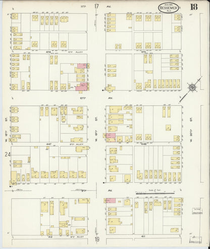 Sanborn Fire Insurance Map from Bessemer, Jefferson County, Alabama (1913), Sheet #0018 - Complete Map Set gallery image, historic Sanborn map, vintage wall art, Alabama Alabama