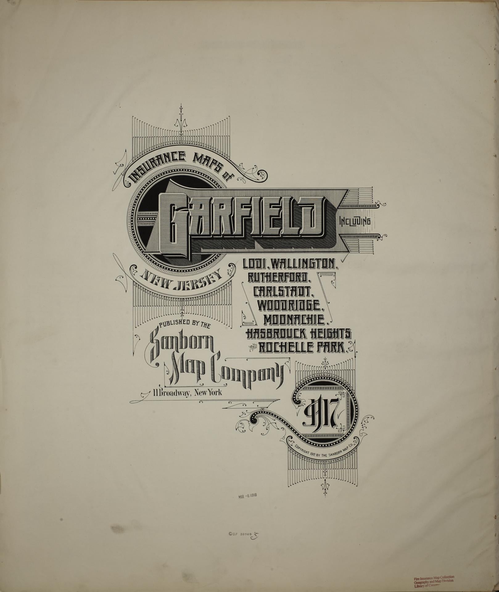 Sanborn Fire Insurance Map from Garfield, Bergen County, New Jersey. (1917) – Historic Sanborn Fire Insurance Map Print