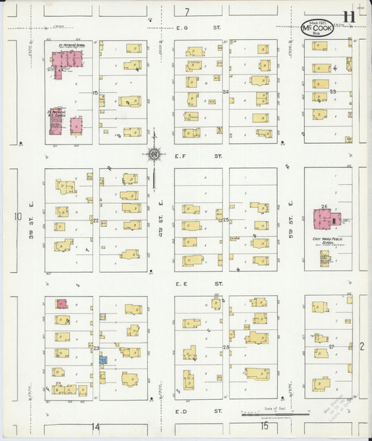 Sanborn Fire Insurance Map from Mccook, Red Willow County, Nebraska (1921), Sheet #0011 - Historic Sanborn Fire Insurance Map Print, vintage old map wall art, antique decor, genealogy gift, Nebraska Nebraska map