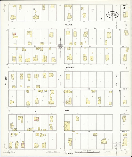Sanborn Fire Insurance Map from Osage, Mitchell County, Iowa (1911), Sheet #0007 - Historic Sanborn Fire Insurance Map Print, vintage old map wall art