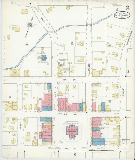Sanborn Fire Insurance Map from Hallettsville, Lavaca County, Texas (1912), Sheet #0002 - Historic Sanborn Fire Insurance Map Print, vintage old map wall art, antique decor, genealogy gift, Texas Texas map