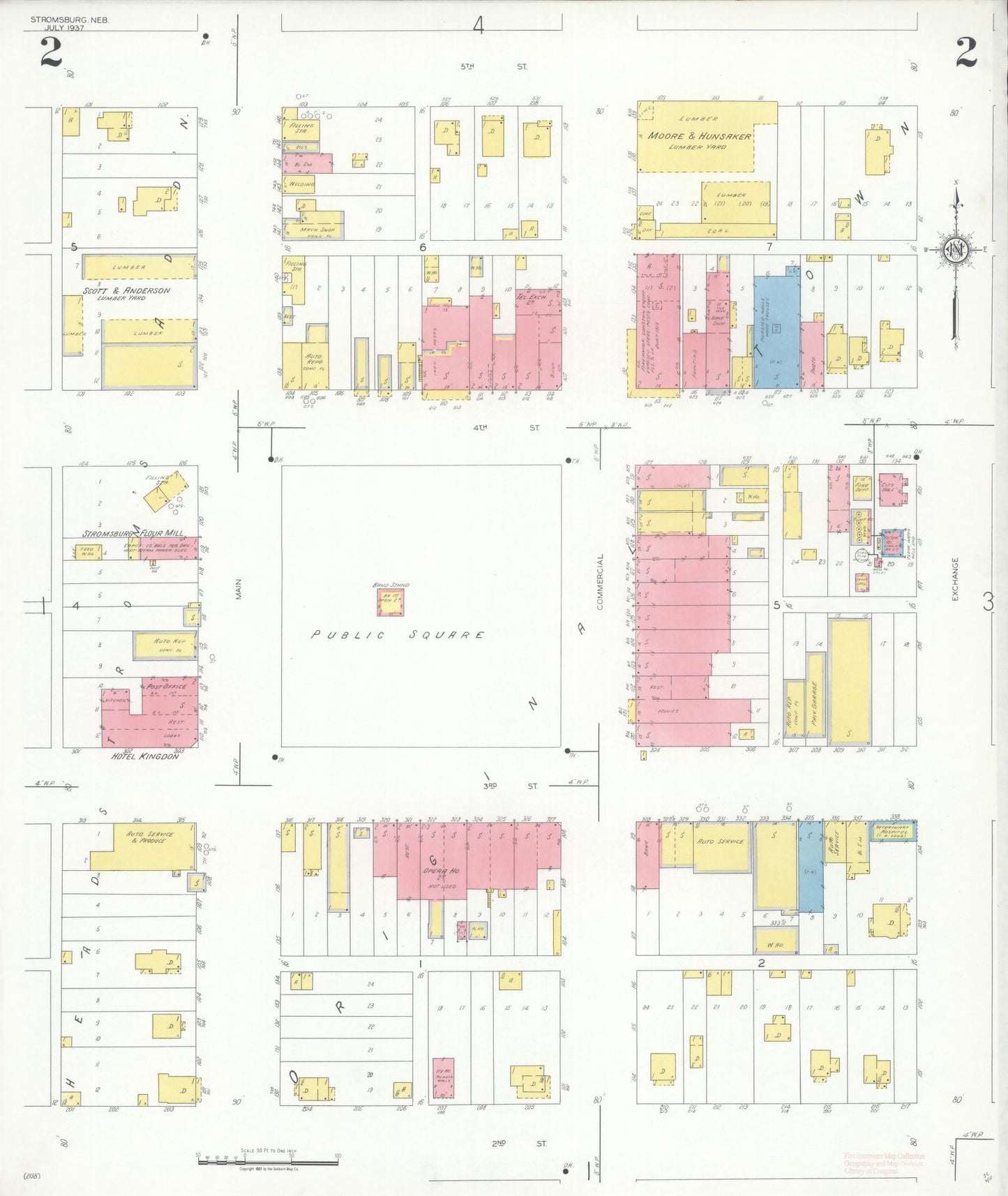 Sanborn Fire Insurance Map from Stromsburg, Polk County, Nebraska (1937), Sheet #0002 - Complete Map Set gallery image, historic Sanborn map, vintage wall art, Nebraska Nebraska