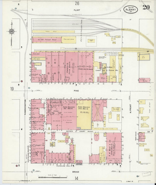 Sanborn Fire Insurance Map from Albany, Dougherty County, Georgia (1911), Sheet #0020 - Historic Sanborn Fire Insurance Map Print, vintage old map wall art, antique decor, genealogy gift, Georgia Georgia map