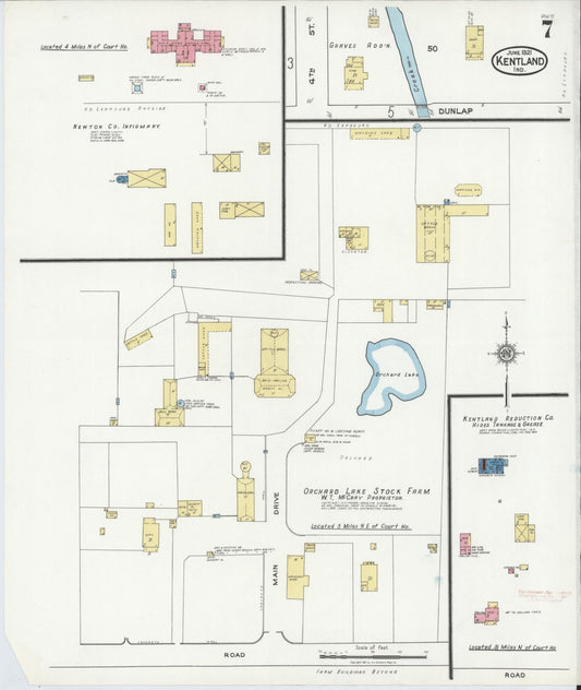 Sanborn Fire Insurance Map from Kentland, Newton County, Indiana (1921), Sheet #0007 - Historic Sanborn Fire Insurance Map Print, vintage old map wall art, antique decor, genealogy gift, Indiana Indiana map