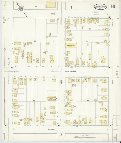 Sanborn Fire Insurance Map from Georgetown, Georgetown County, South Carolina (1913), Sheet #0010 - Complete Map Set gallery image, historic Sanborn map, vintage wall art, South Carolina South Carolina