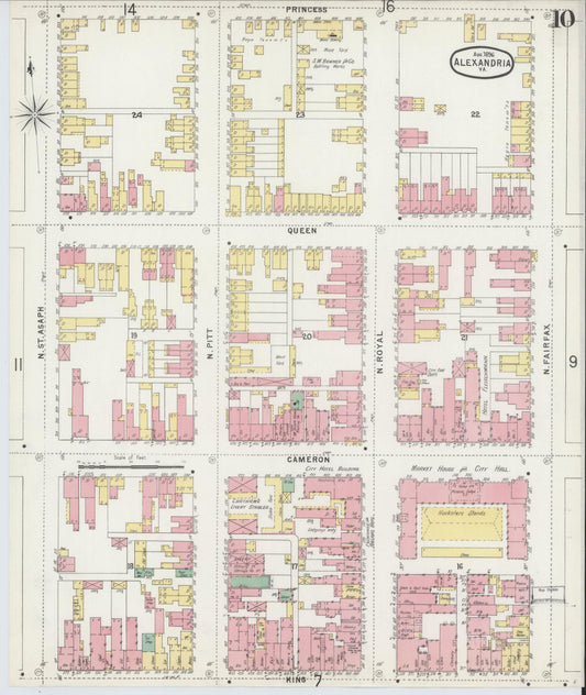 Sanborn Fire Insurance Map from Alexandria, Independent Cities, Virginia (1891), Sheet #0010 - Historic Sanborn Fire Insurance Map Print, vintage old map wall art, antique decor, genealogy gift, Virginia Virginia map