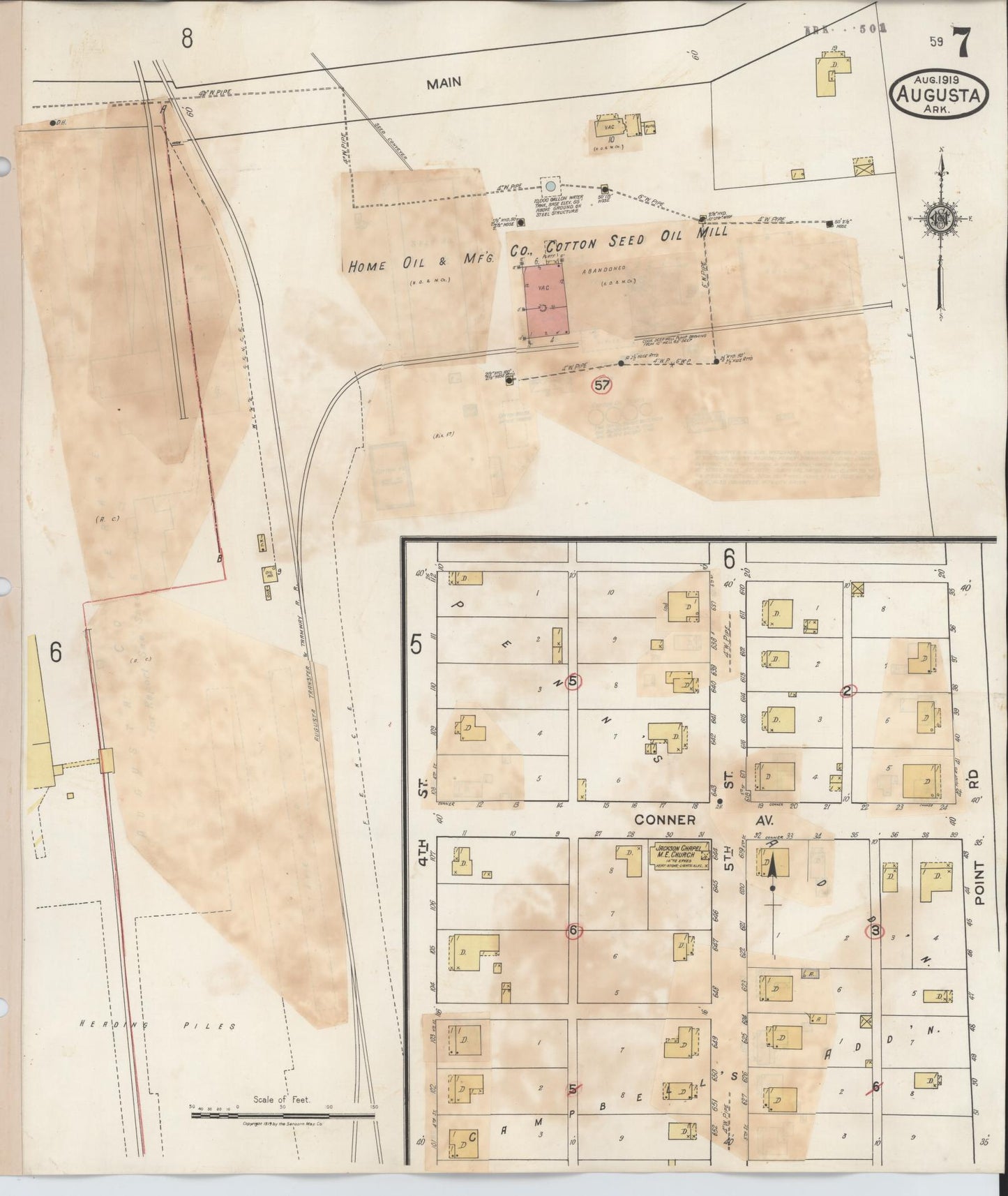 Sanborn Fire Insurance Map from Augusta, Woodruff County, Arkansas (1941), Sheet #0007 - Complete Map Set gallery image, historic Sanborn map, vintage wall art, Arkansas Arkansas