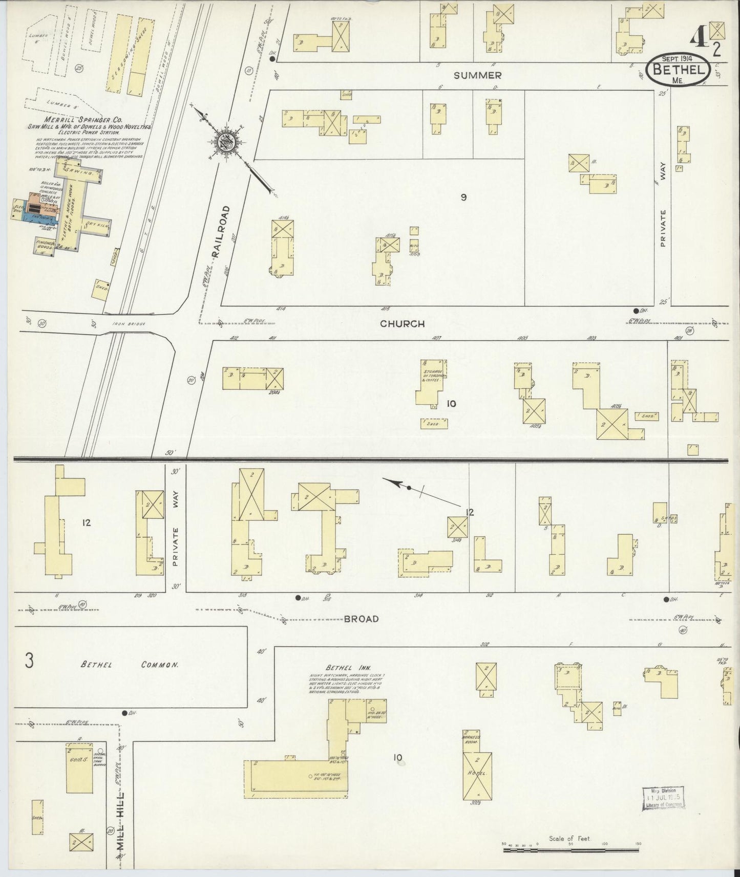 Sanborn Fire Insurance Map from Bethel, Oxford County, Maine (1914), Sheet #0004 - Complete Map Set gallery image, historic Sanborn map, vintage wall art, Maine Maine
