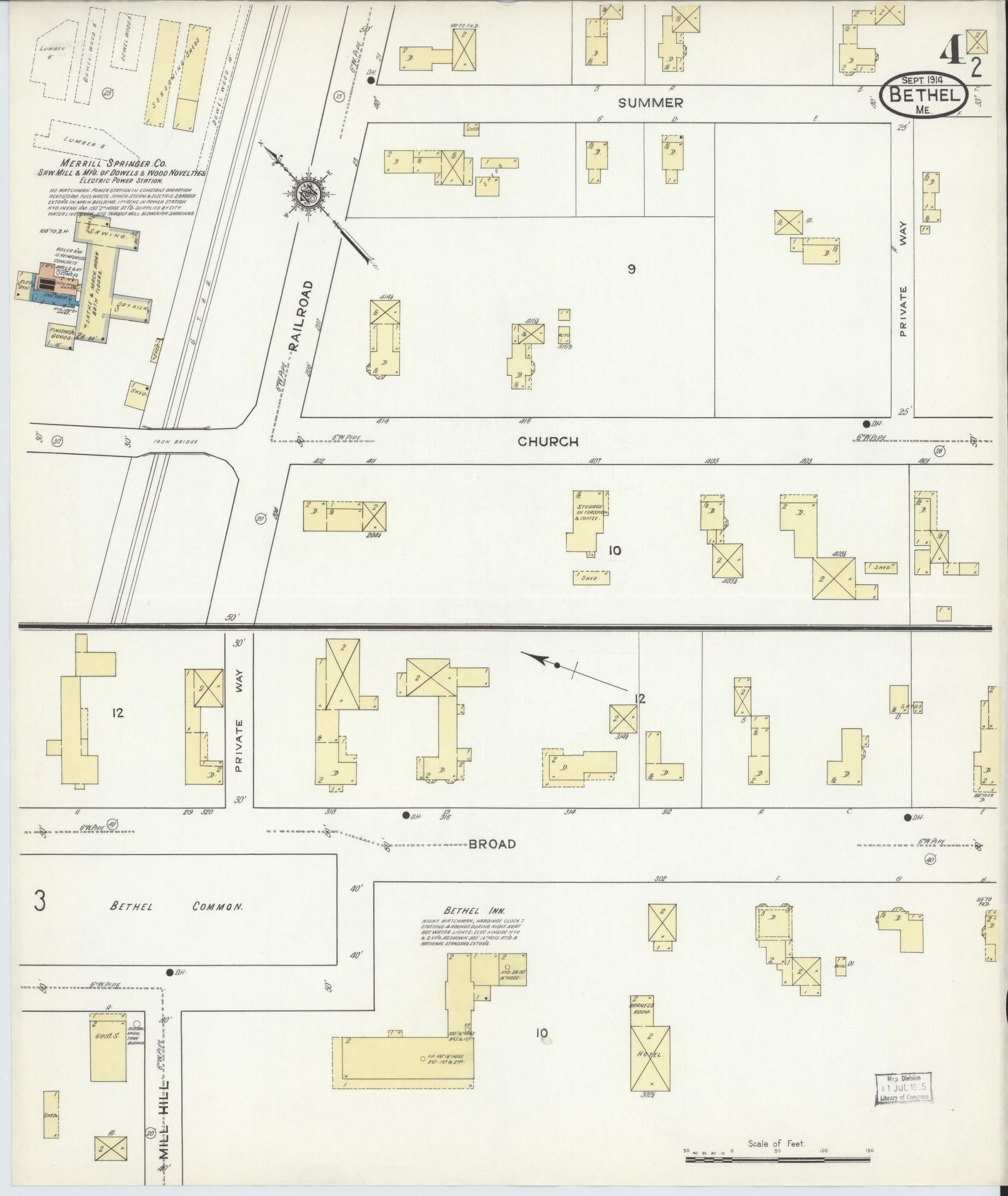 Sanborn Fire Insurance Map from Bethel, Oxford County, Maine (1914), Sheet #0004 - Complete Map Set gallery image, historic Sanborn map, vintage wall art, Maine Maine