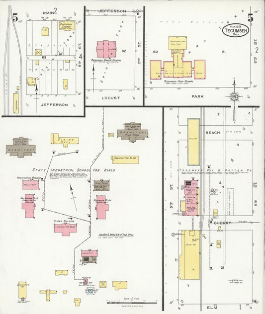 Sanborn Fire Insurance Map from Tecumseh, Pottawatomie County, Oklahoma (1926), Sheet #0005 - Historic Sanborn Fire Insurance Map Print, vintage old map wall art, antique decor, genealogy gift, Oklahoma Oklahoma map
