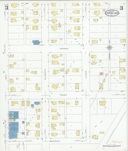 Sanborn Fire Insurance Map from Crystal Lake, McHenry County, Illinois (1929), Sheet #0003 - Historic Sanborn Fire Insurance Map Print, vintage old map wall art, antique decor, genealogy gift, Illinois Illinois map