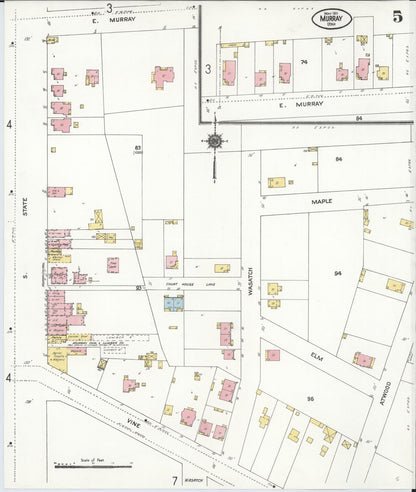 Sanborn Fire Insurance Map from Murray, Salt Lake County, Utah (1911), Sheet #0005 - Complete Map Set gallery image, historic Sanborn map, vintage wall art, Utah Utah