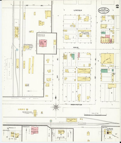 Sanborn Fire Insurance Map from Norton, Norton County, Kansas (1905), Sheet #0002 - Complete Map Set gallery image, historic Sanborn map, vintage wall art, Kansas Kansas