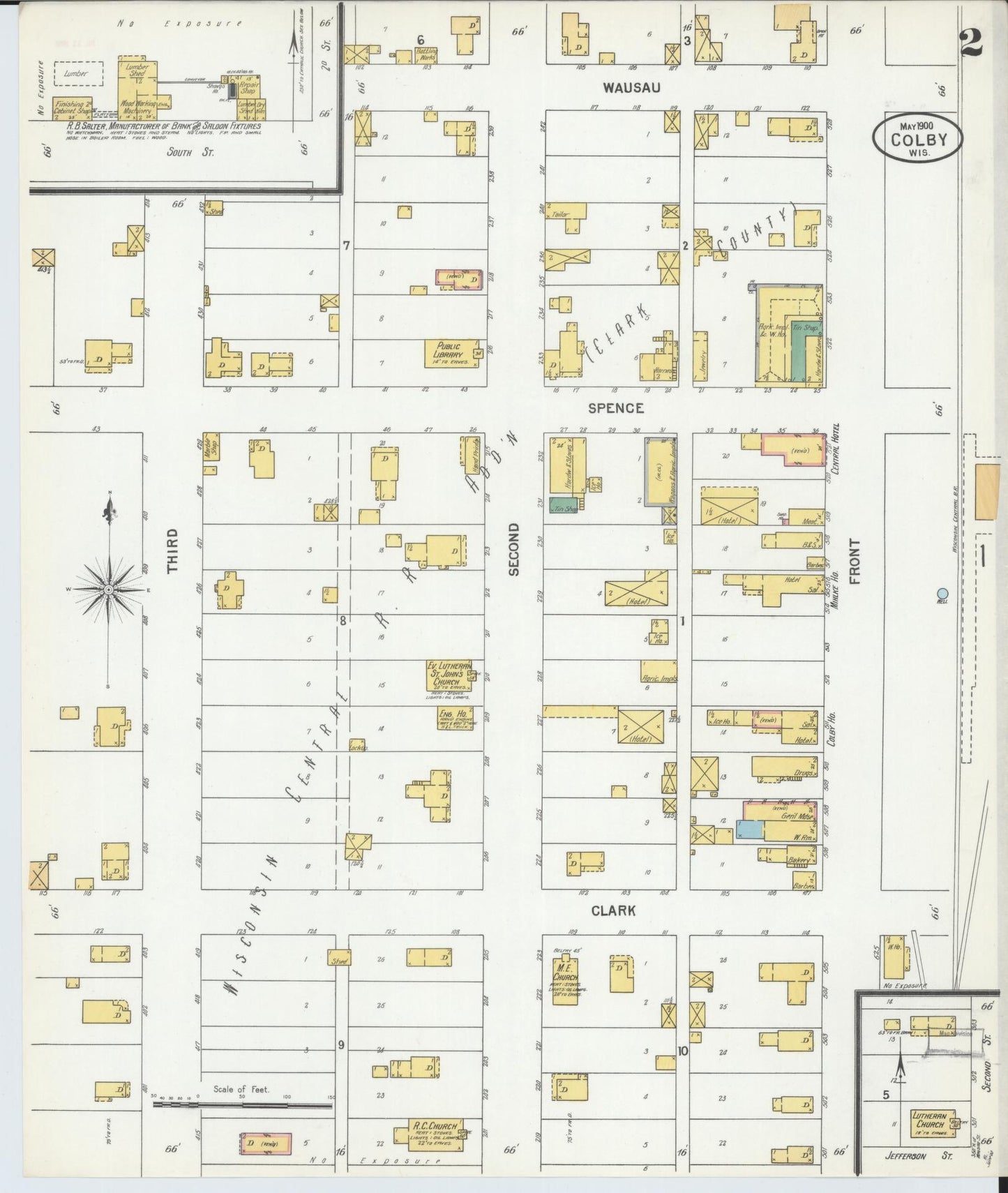 Sanborn Fire Insurance Map from Colby, Clark and Marathon Counties, Wisconsin (1900), Sheet #0002 - Complete Map Set gallery image, historic Sanborn map, vintage wall art, Wisconsin Wisconsin