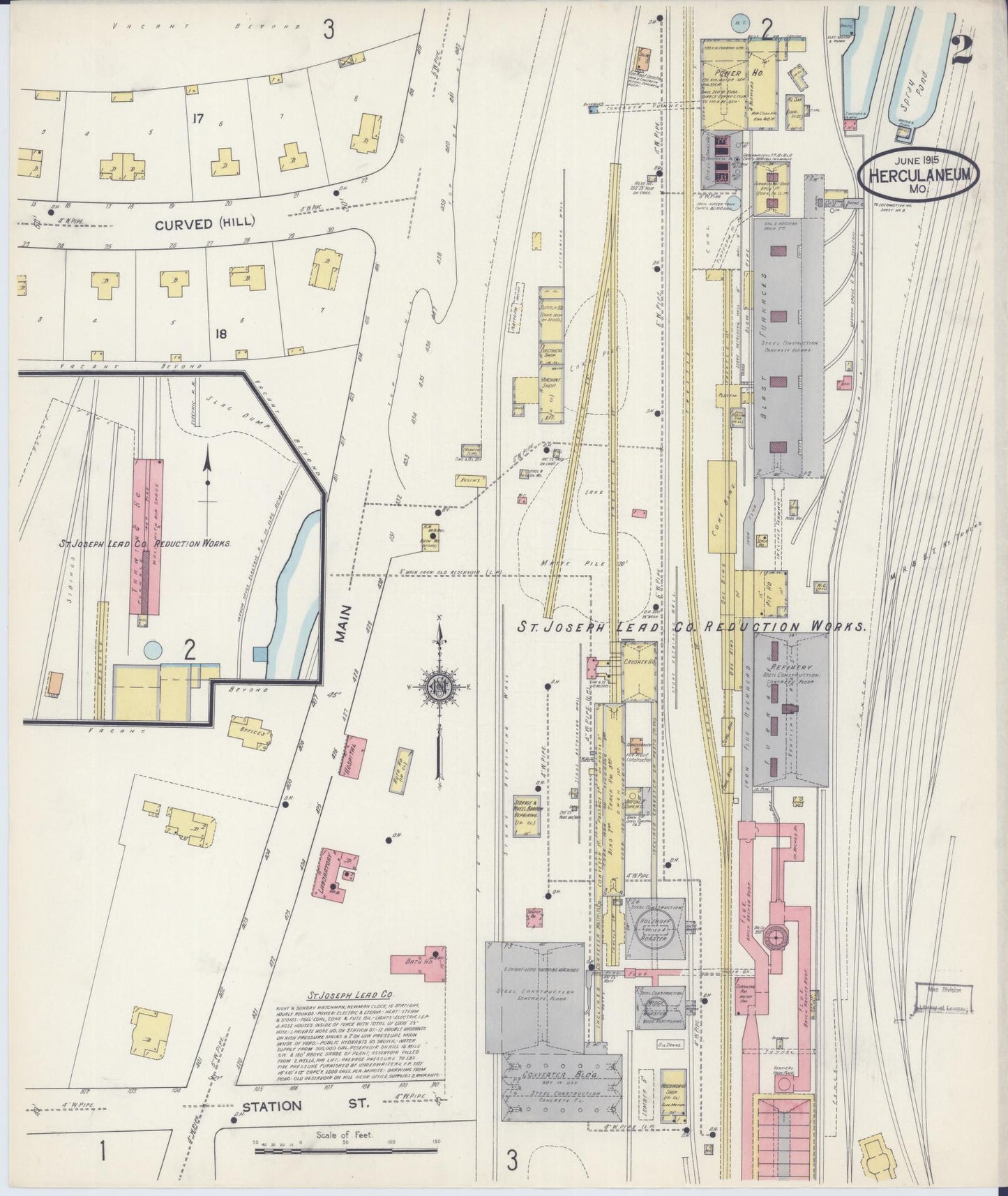 Sanborn Fire Insurance Map from Herculaneum, Jefferson County, Missouri (1915), Sheet #0002 - Complete Map Set gallery image, historic Sanborn map, vintage wall art, Missouri Missouri