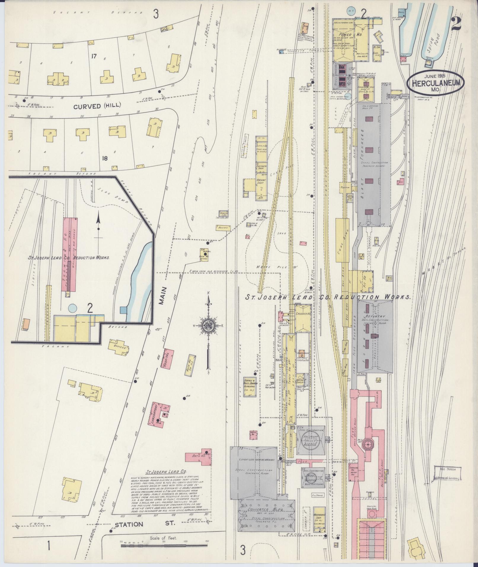 Sanborn Fire Insurance Map from Herculaneum, Jefferson County, Missouri (1915), Sheet #0002 - Complete Map Set gallery image, historic Sanborn map, vintage wall art, Missouri Missouri