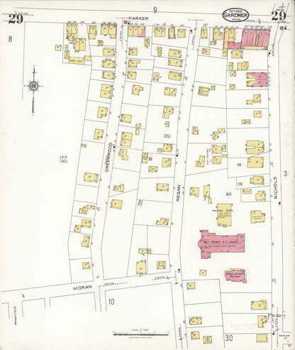 Sanborn Fire Insurance Map from Gardner, Worcester County, Massachusetts (1923), Sheet #0029 - Complete Map Set gallery image, historic Sanborn map, vintage wall art, Massachusetts Massachusetts