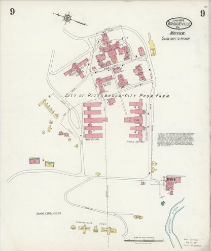 Sanborn Fire Insurance Map from Bridgeville, Allegheny County, Pennsylvania (1924), Sheet #0009 - Complete Map Set gallery image, historic Sanborn map, vintage wall art, Pennsylvania Pennsylvania