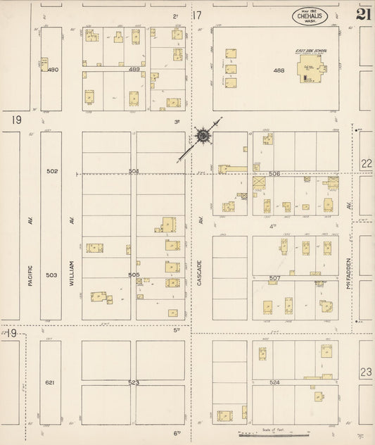 Sanborn Fire Insurance Map from Chehalis, Lewis County, Washington (1912), Sheet #0021 - Historic Sanborn Fire Insurance Map Print, vintage old map wall art, antique decor, genealogy gift, Washington Washington map