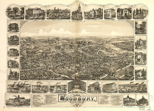 The city of Woodbury, New Jersey, 1886. (1886) – Historic Bird’s-Eye View Panorama Print