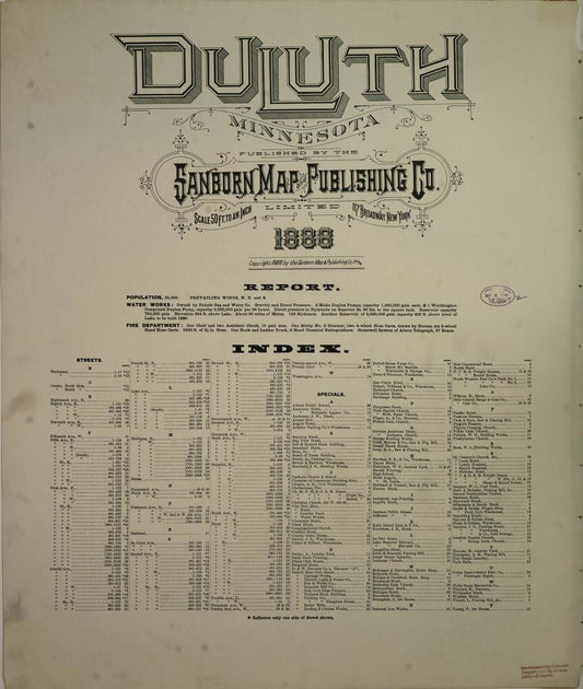 Sanborn Fire Insurance Map from Duluth, Saint Louis County, Minnesota. (1888) – Map View