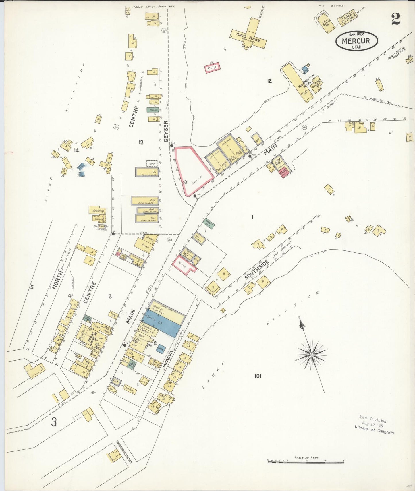 Sanborn Fire Insurance Map from Mercur, Toele County, Utah (1903), Sheet #0002 - Historic Sanborn Fire Insurance Map Print, vintage old map wall art, antique decor, genealogy gift, Utah Utah map