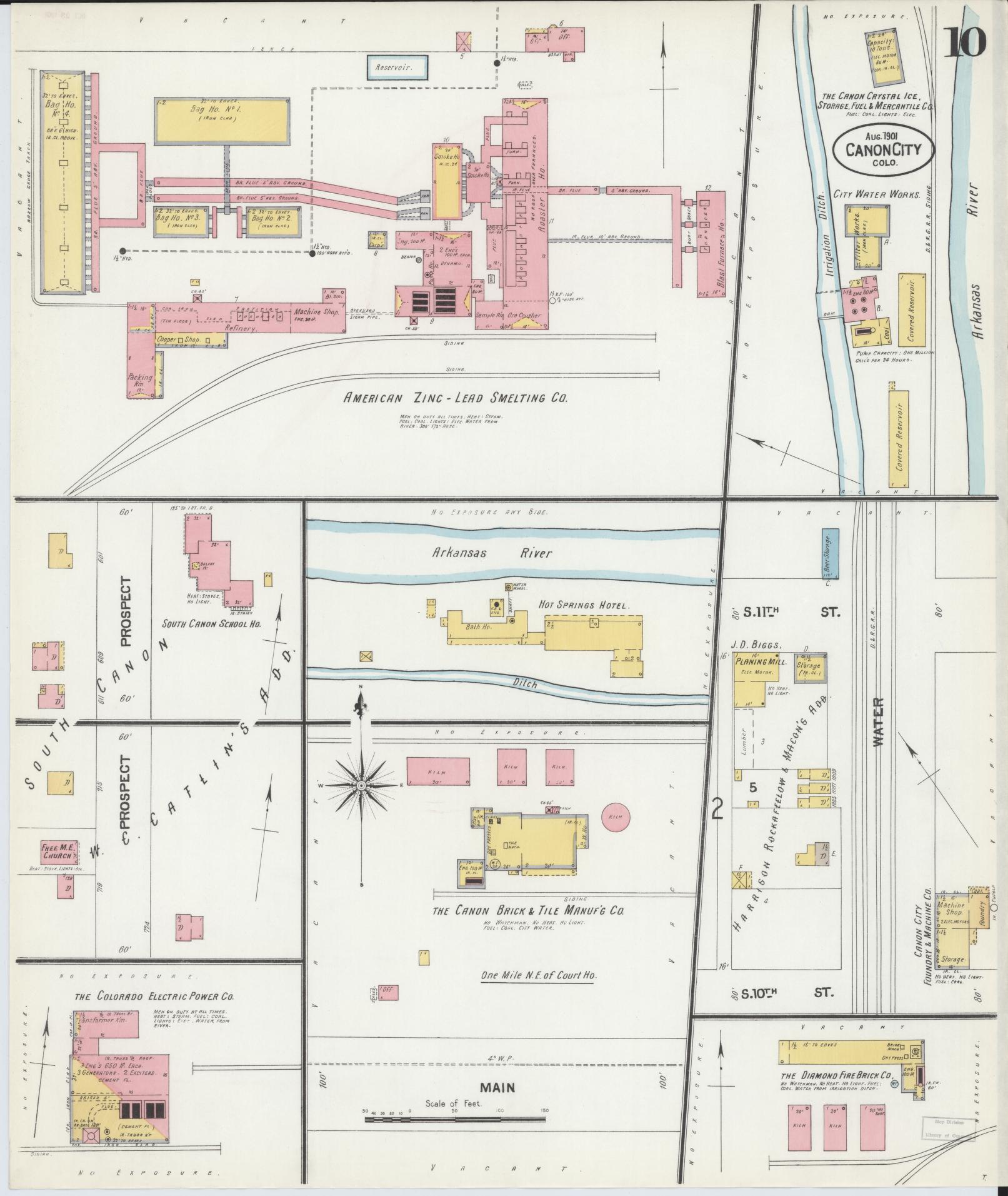 Sanborn Fire Insurance Map from Canon City, Fremont County, Colorado (1901), Sheet #0010 - Complete Map Set gallery image, historic Sanborn map, vintage wall art, Colorado Colorado
