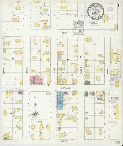 Sanborn Fire Insurance Map from Lima, LaGrange County, Indiana (1909), Sheet #0001 - Historic Sanborn Fire Insurance Map Print, vintage old map wall art, antique decor, genealogy gift, Indiana Indiana map