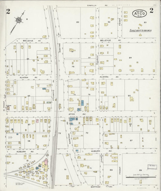 Sanborn Fire Insurance Map from Atco, Camden County, New Jersey (1925), Sheet #0002 - Historic Sanborn Fire Insurance Map Print, vintage old map wall art, antique decor, genealogy gift, New Jersey New Jersey map