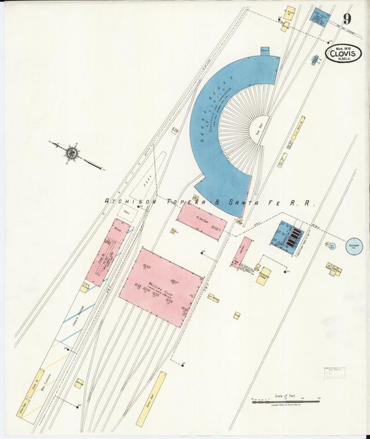 Sanborn Fire Insurance Map from Clovis, Curry County, New Mexico (1919), Sheet #0009 - Historic Sanborn Fire Insurance Map Print, vintage old map wall art, antique decor, genealogy gift, New Mexico New Mexico map