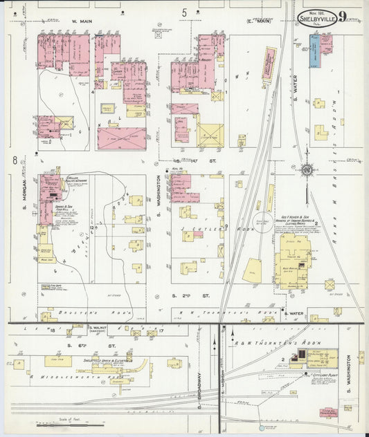 Sanborn Fire Insurance Map from Shelbyville, Shelby County, Illinois (1911), Sheet #0009 - Historic Sanborn Fire Insurance Map Print, vintage old map wall art, antique decor, genealogy gift, Illinois Illinois map