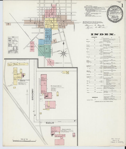 Sanborn Fire Insurance Map from Salem, Columbiana County, Ohio (1892), Sheet #0001 - Complete Map Set gallery image, historic Sanborn map, vintage wall art, Ohio Ohio